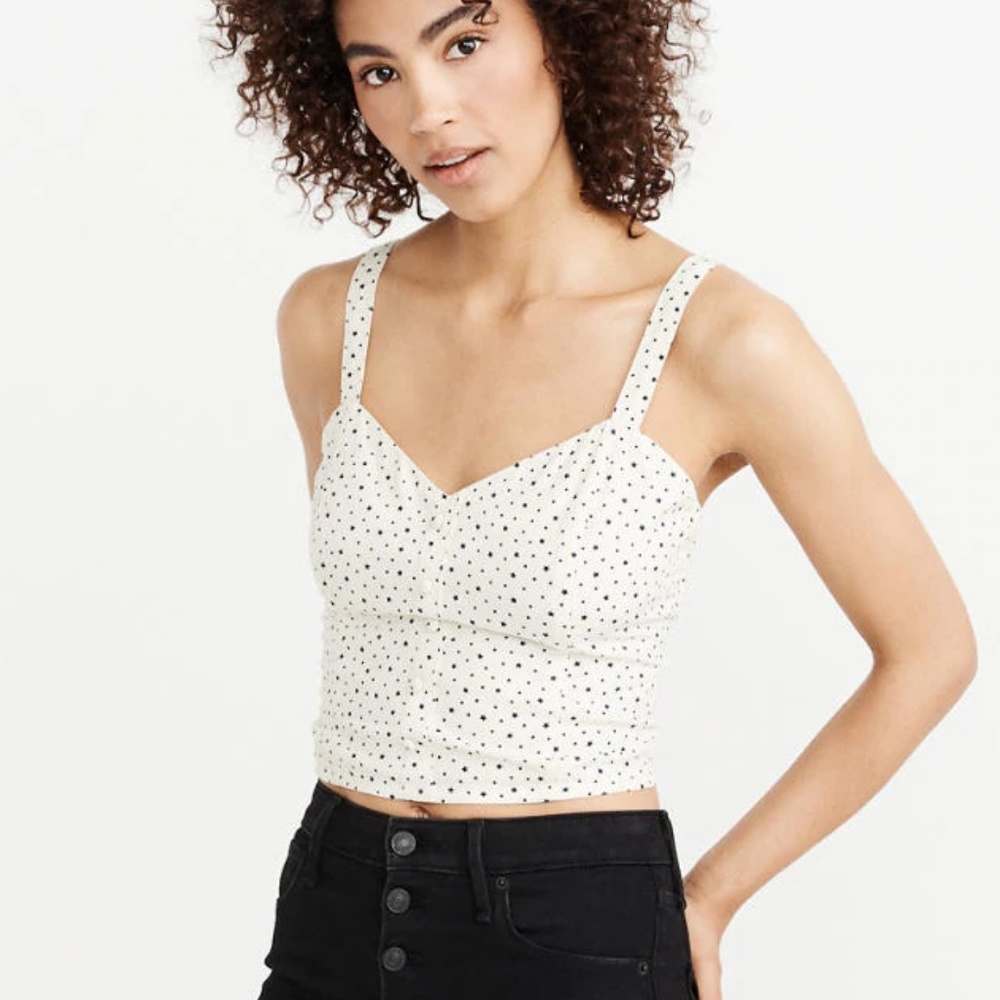Abercrombie & Fitch Cropped Cami in White Stars